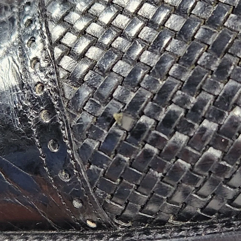 Mezlan Marina D-91M Genuine Crocodile Woven Leather Cap Toe Oxfords Men's 9.5 M